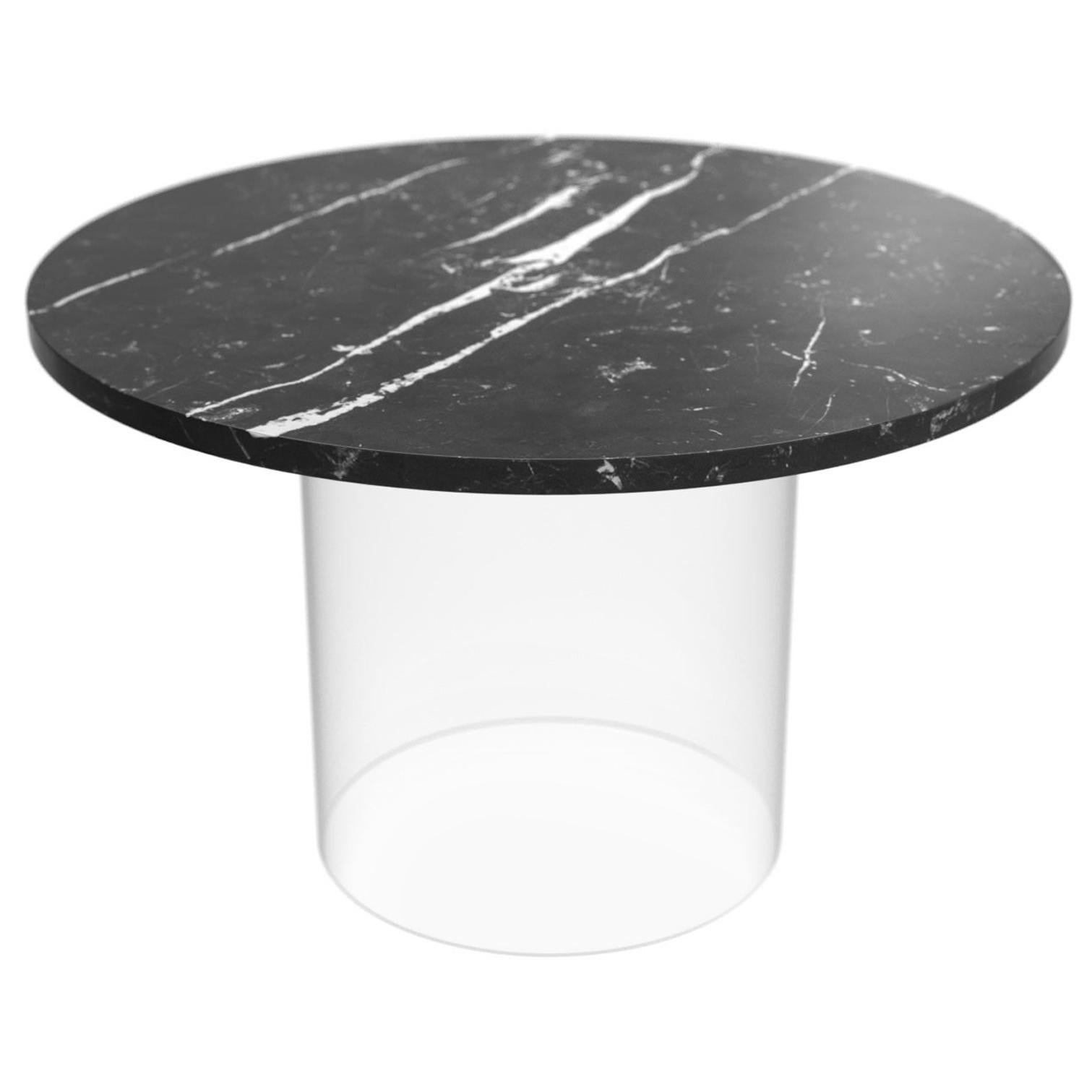 21st Century Marquinia Black Marble Coffee Table with two Wireless Charger