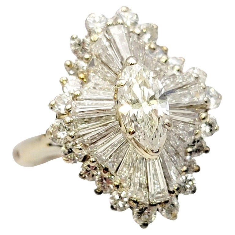 Ring size: 4.25

This stunningly sparkly diamond cocktail ring will absolutely light up your finger. Bright and beautiful, this incredible domed ring has a unique feminine design paired with brilliant icy white diamonds that will take your breath