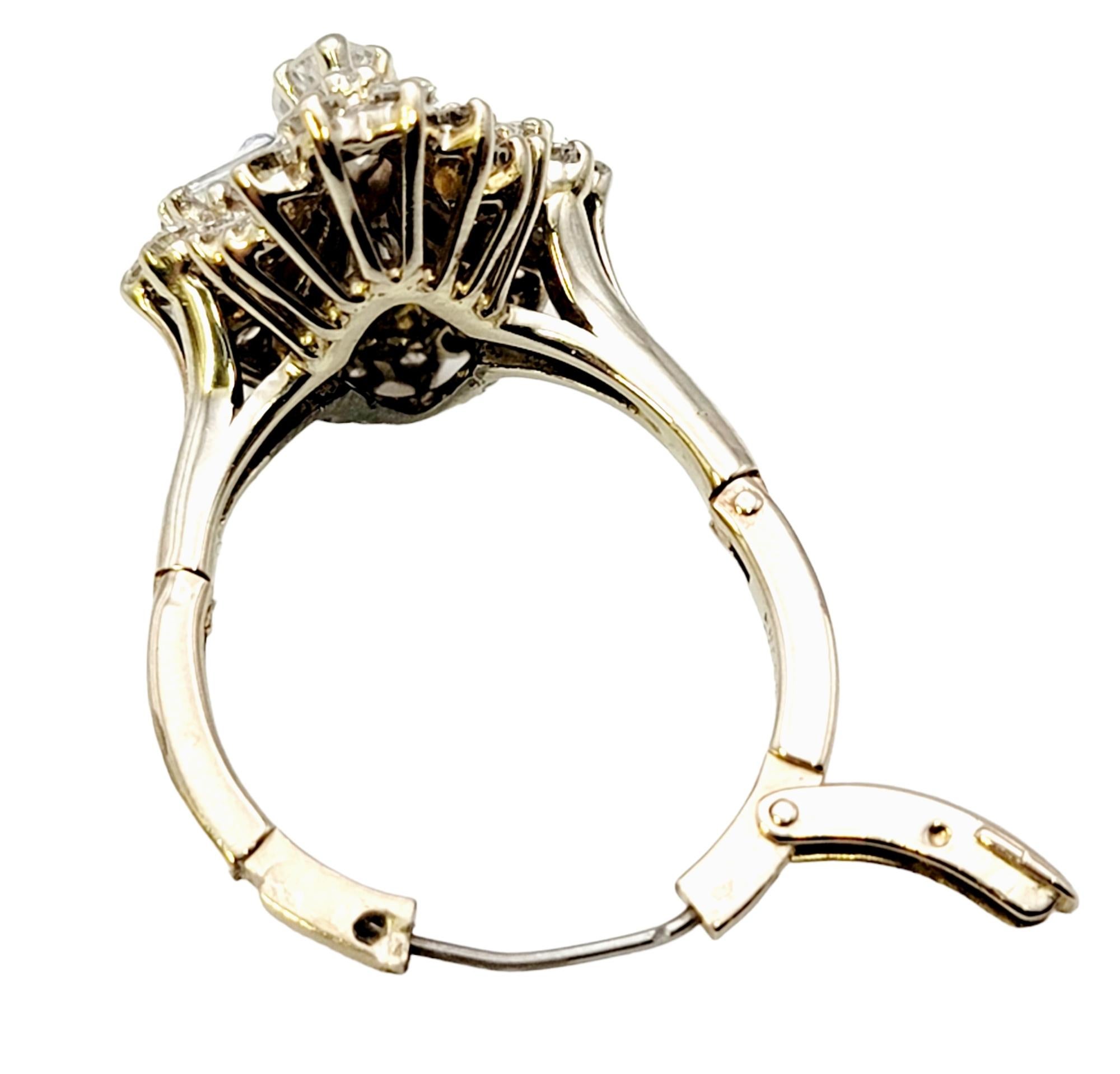 Marquise and Baguette Diamond Halo Ballerina Ring in 14 Karat White Gold In Good Condition For Sale In Scottsdale, AZ