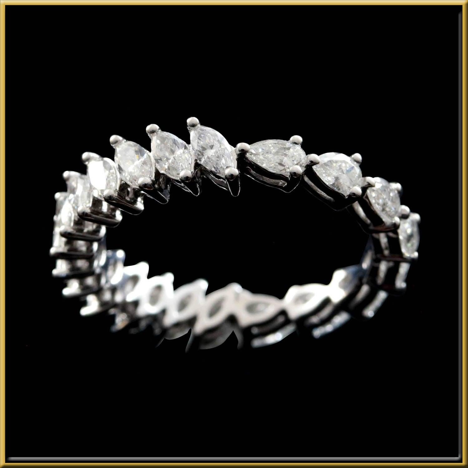 For Sale:  Marquis and Pear Shape Diamond 2 in 1 Eternity Ring in 18 Karat Gold 2