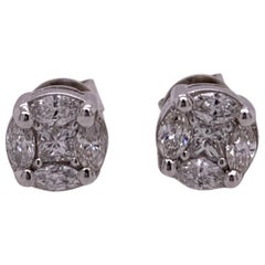 Marquis and Princess Cut Diamond Earrings