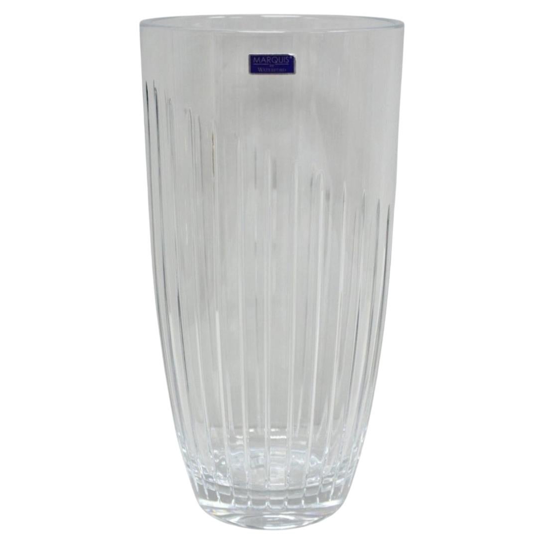 Pre-owned Waterford Crystal Marquis By Waterford 12" Tall Etched Round Lead Crystal Glass Flower Vase In Transparent