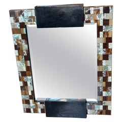 Marquis Collection Beverly Hills Wall Mirror Stone Pen Coconut Shell Wood