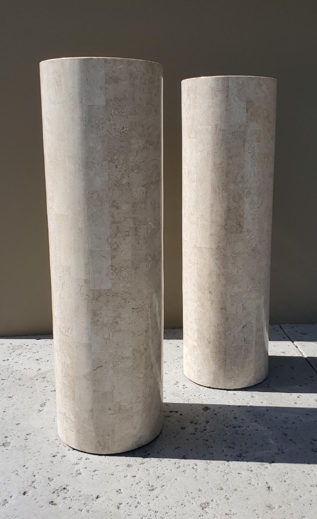 Marquis Collection of Beverly Hills, 1980s Round Tessellated Stone Pedestals 2 4