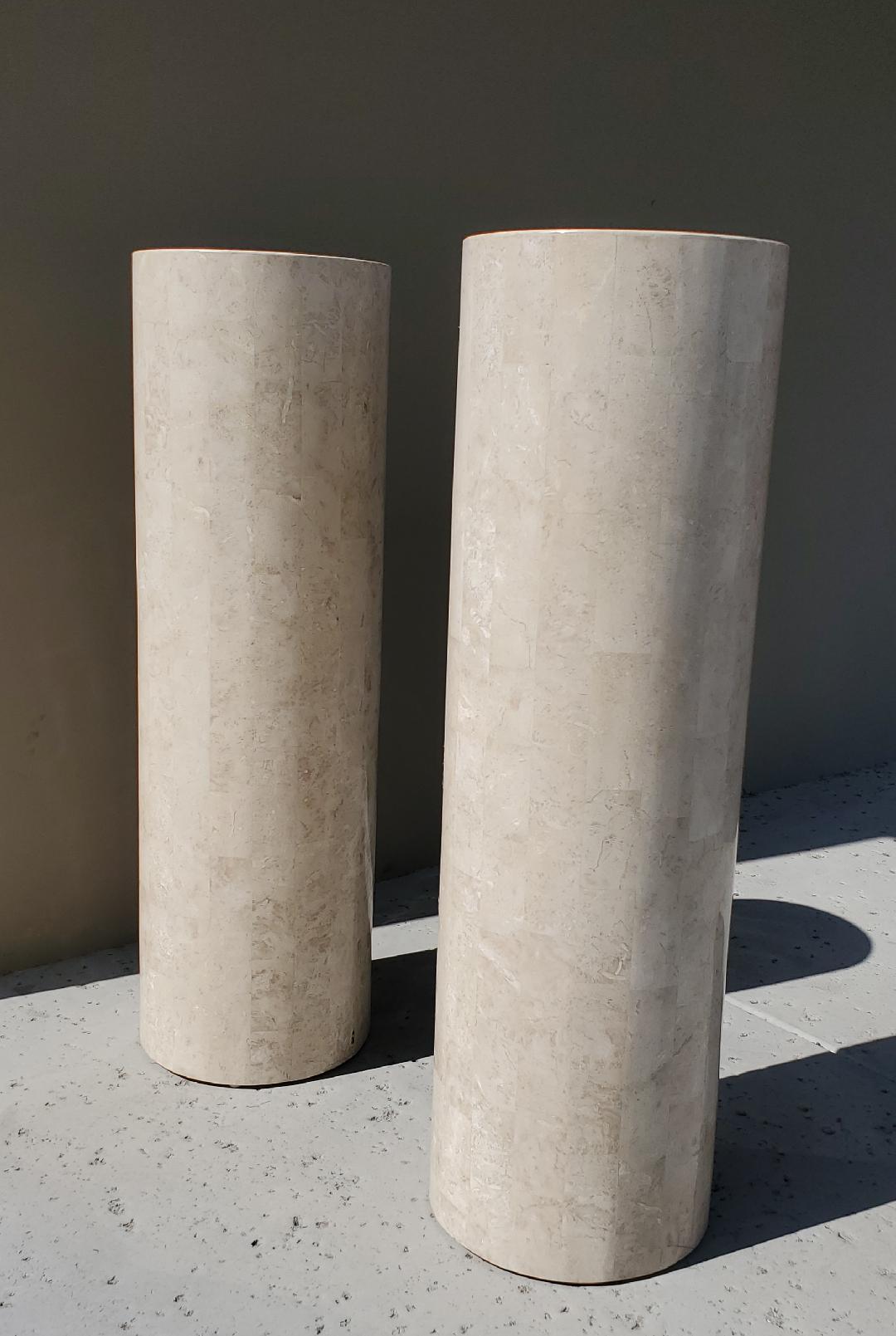Marquis Collection of Beverly Hills, 1980s Round Tessellated Stone Pedestals 2 5