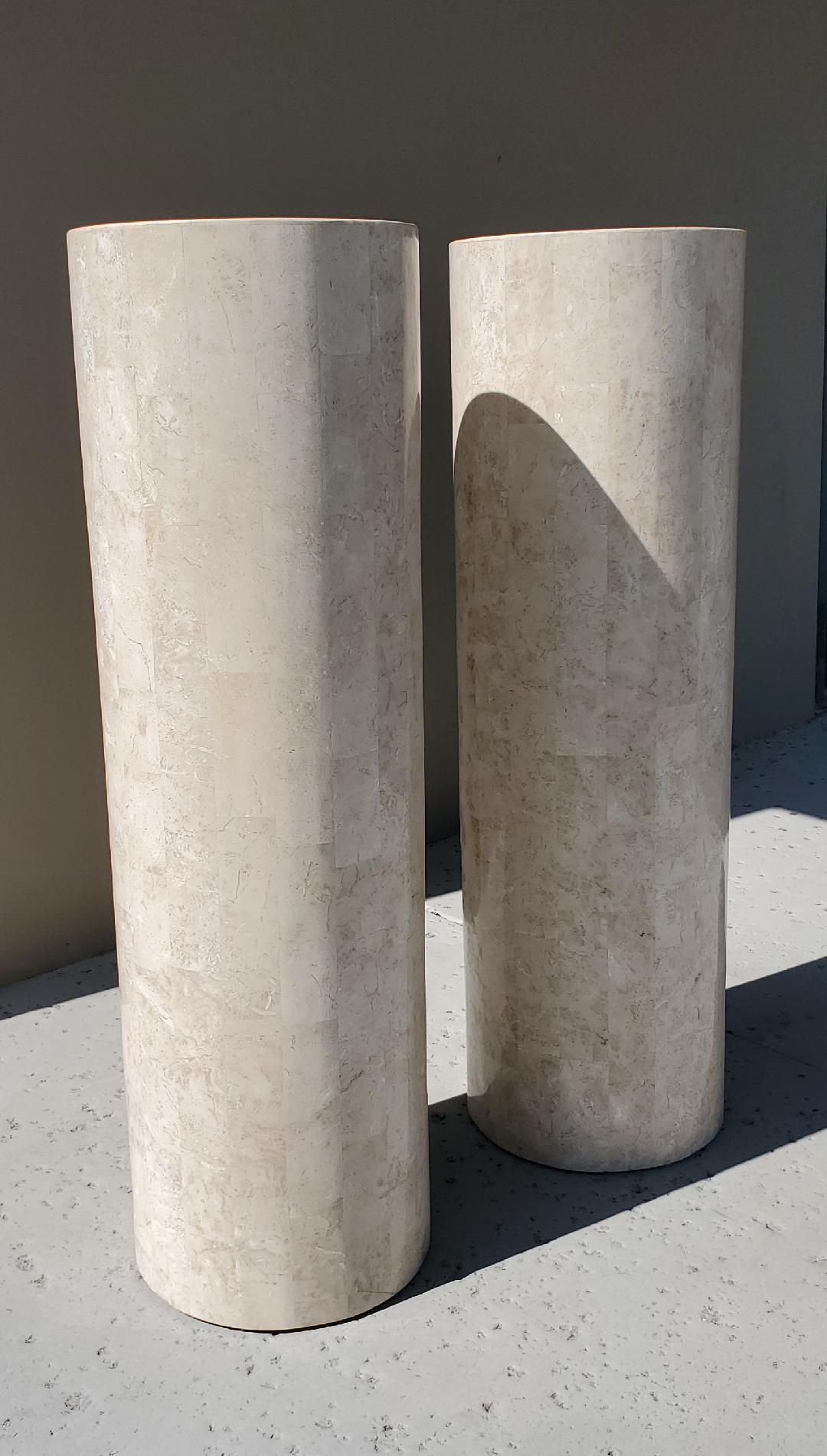 Marquis Collection of Beverly Hills, 1980s Round Tessellated Stone Pedestals 2 7