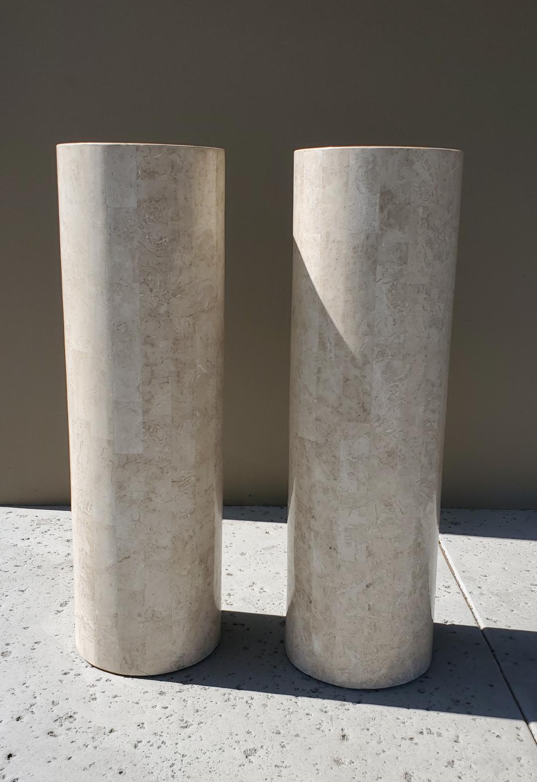 Marquis Collection of Beverly Hills, 1980s Round Tessellated Stone Pedestals 2 8