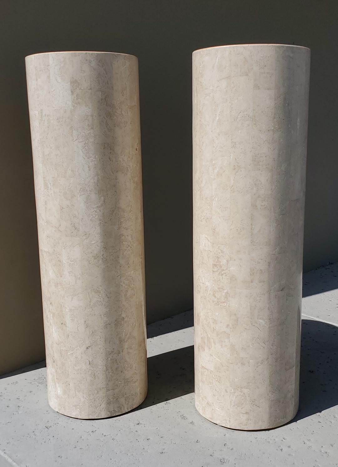 Marquis Collection of Beverly Hills, 1980s Round Tessellated Stone Pedestals 2 12