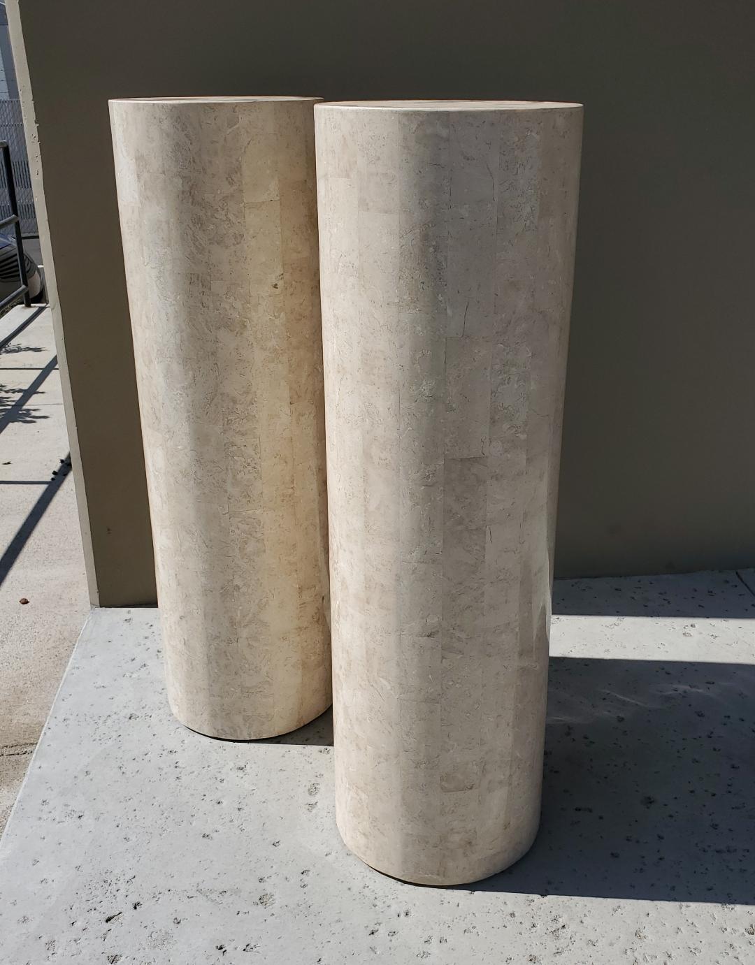 Marquis Collection of Beverly Hills, 1980s Round Tessellated Stone Pedestals 2 In Excellent Condition In Monrovia, CA