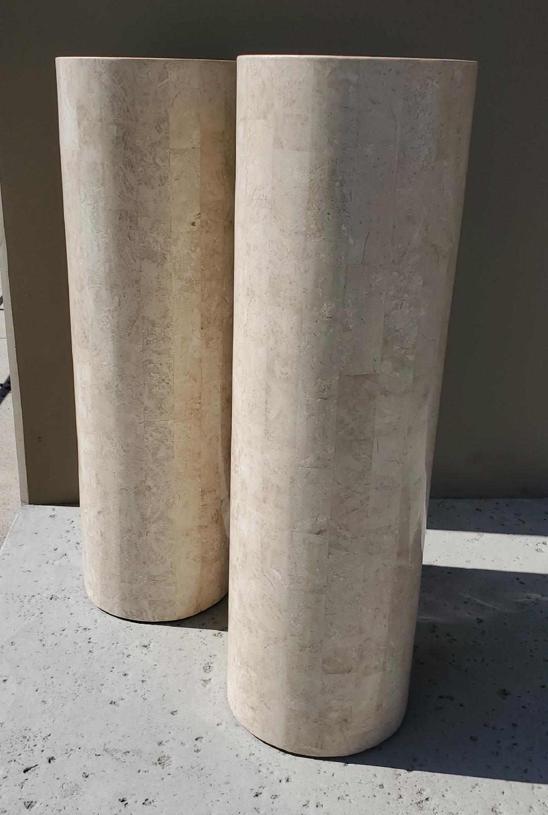 Marquis Collection of Beverly Hills, 1980s Round Tessellated Stone Pedestals 2 1