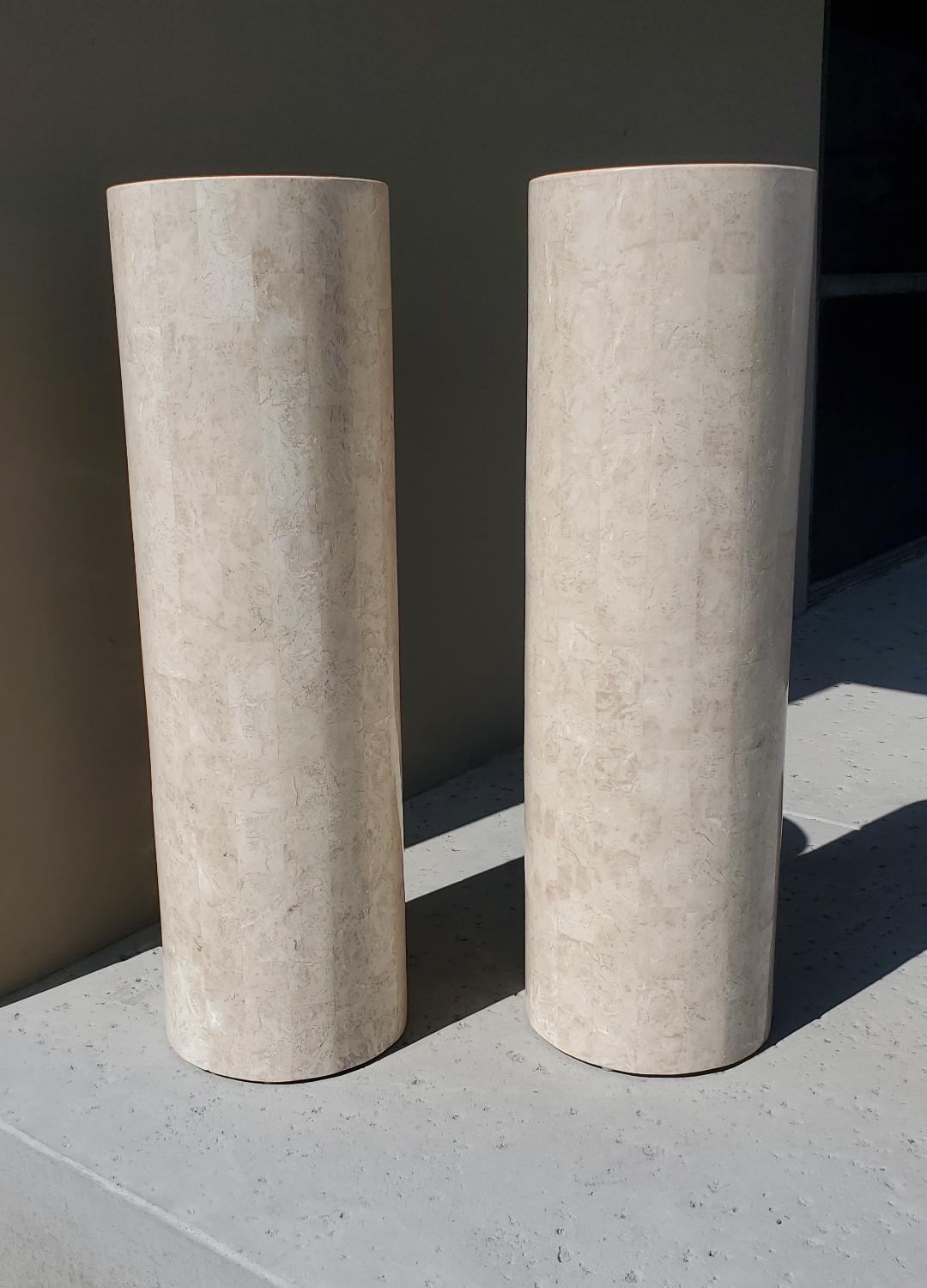 Marquis Collection of Beverly Hills, 1980s Round Tessellated Stone Pedestals 2 2