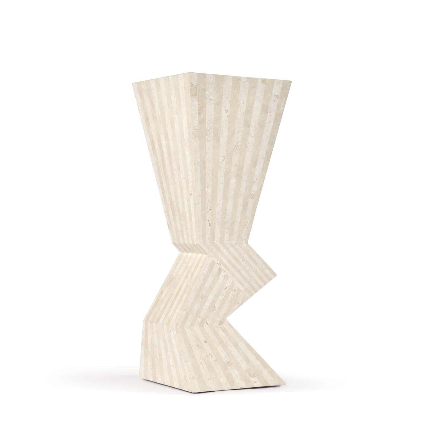 Mid-Century Modern Marquis Collection of Beverly Hills Zig Zag Tessellated Stone Display Pedestal For Sale