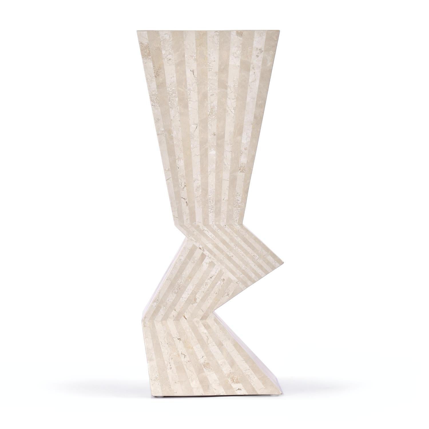 American Marquis Collection of Beverly Hills Zig Zag Tessellated Stone Display Pedestal For Sale