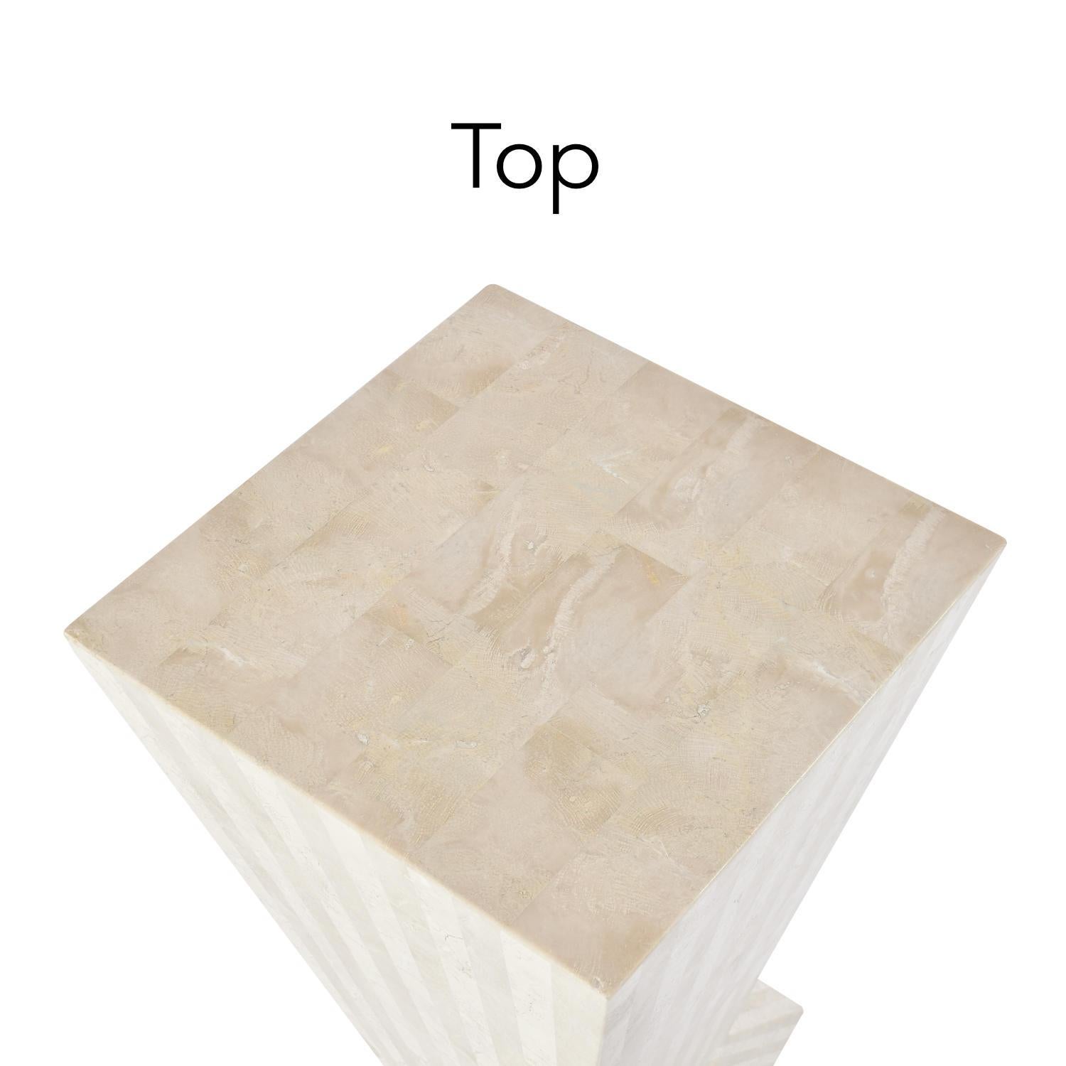 20th Century Marquis Collection of Beverly Hills Zig Zag Tessellated Stone Display Pedestal For Sale
