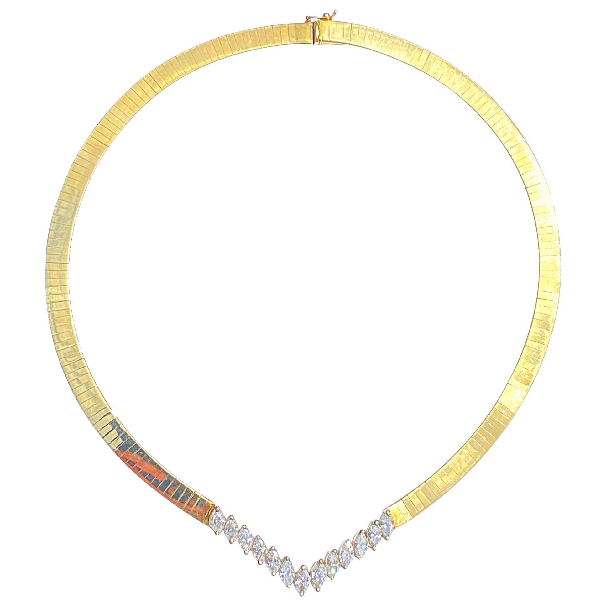 Marquis-Cut Diamond and 14K Yellow Gold Necklace