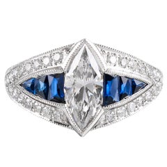 Marquis Diamond and Sapphire Ring