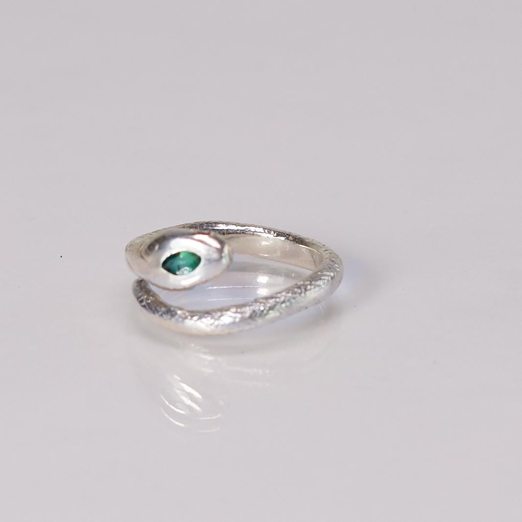 Victorien Bague serpent Emeraude Rubis Marquis Argent en vente
