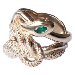 Anillo Serpiente Diamante Blanco Esmeralda Marqués