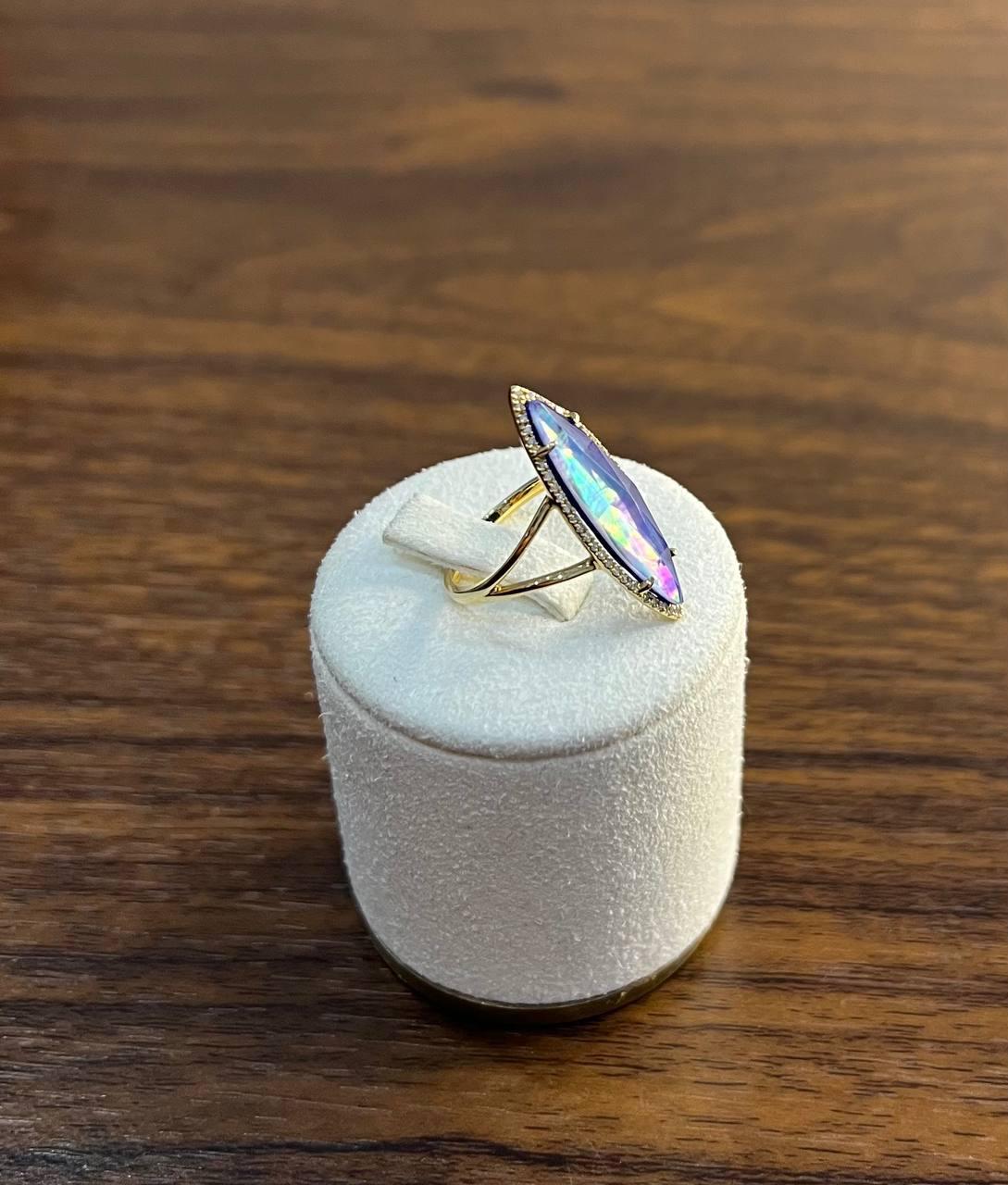 De las mujeres Anillo marqués de oro amarillo 14 con halo de diamantes amatista violeta claro en venta