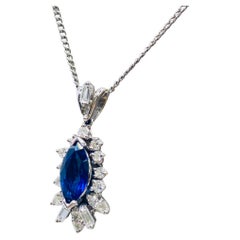 Antique Marquis Sapphire and Diamond Pendant