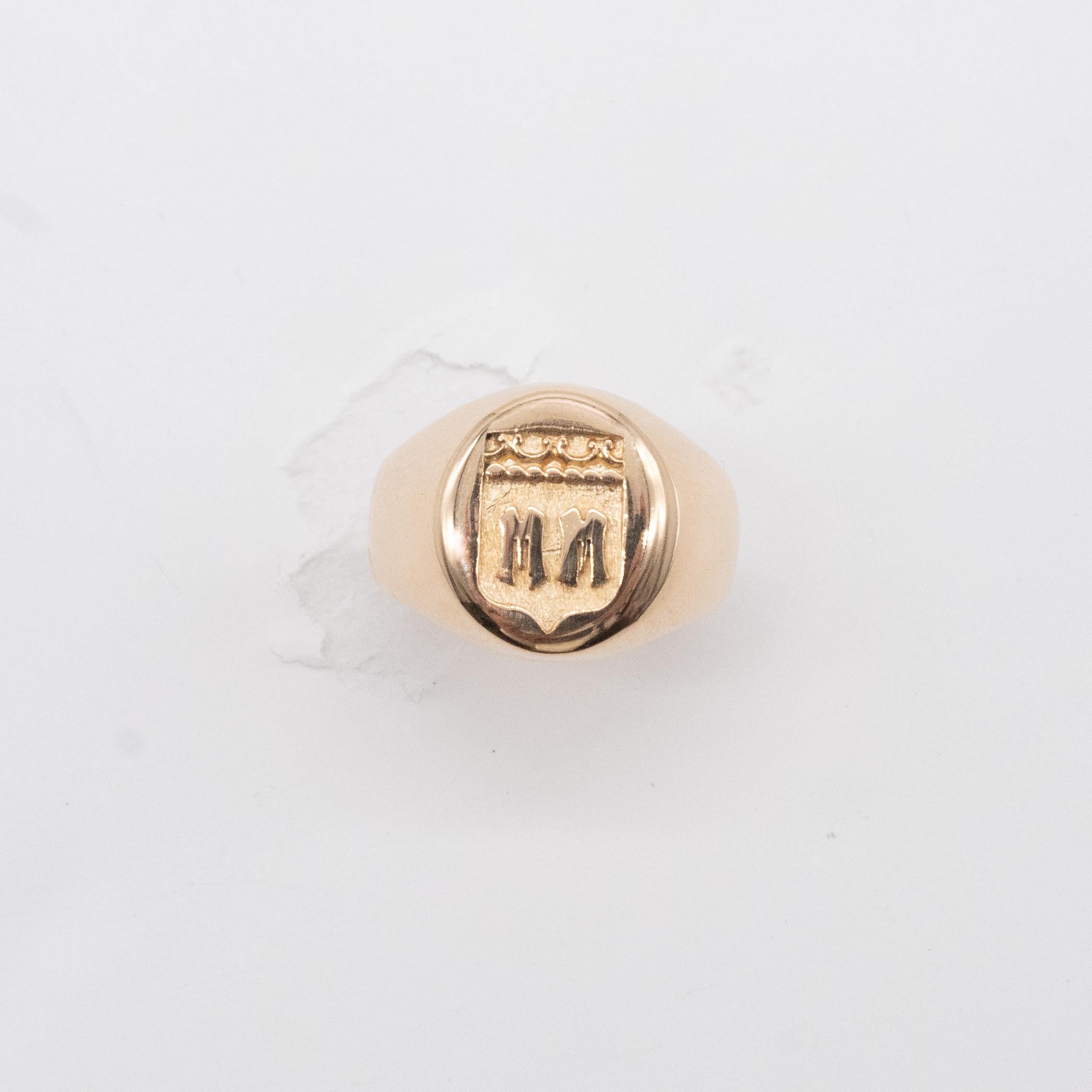 Women's or Men's Marquis Signet Ring 18 Carats Gold