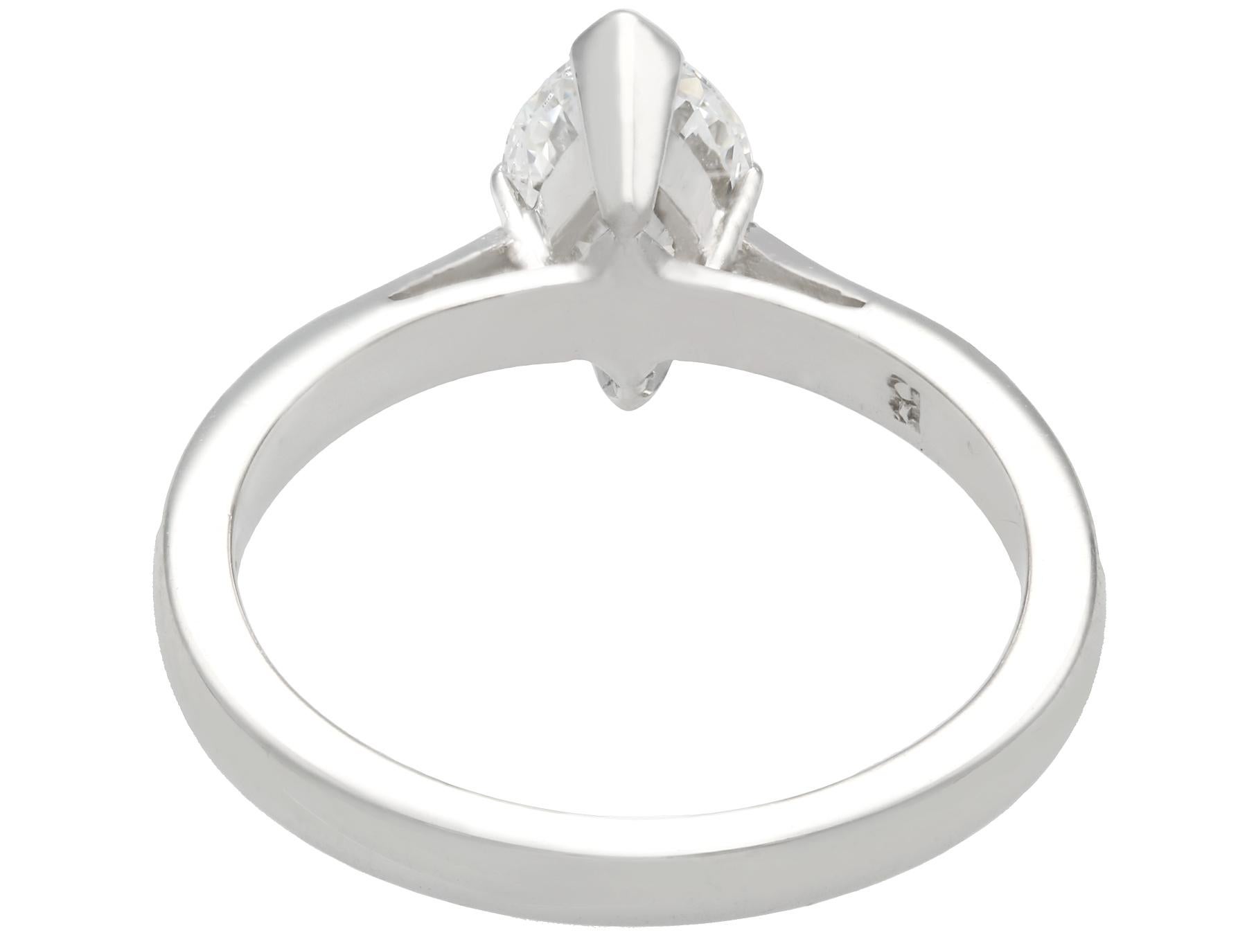 Marquise Cut Marquise Diamond and Platinum Solitaire Engagement Ring For Sale