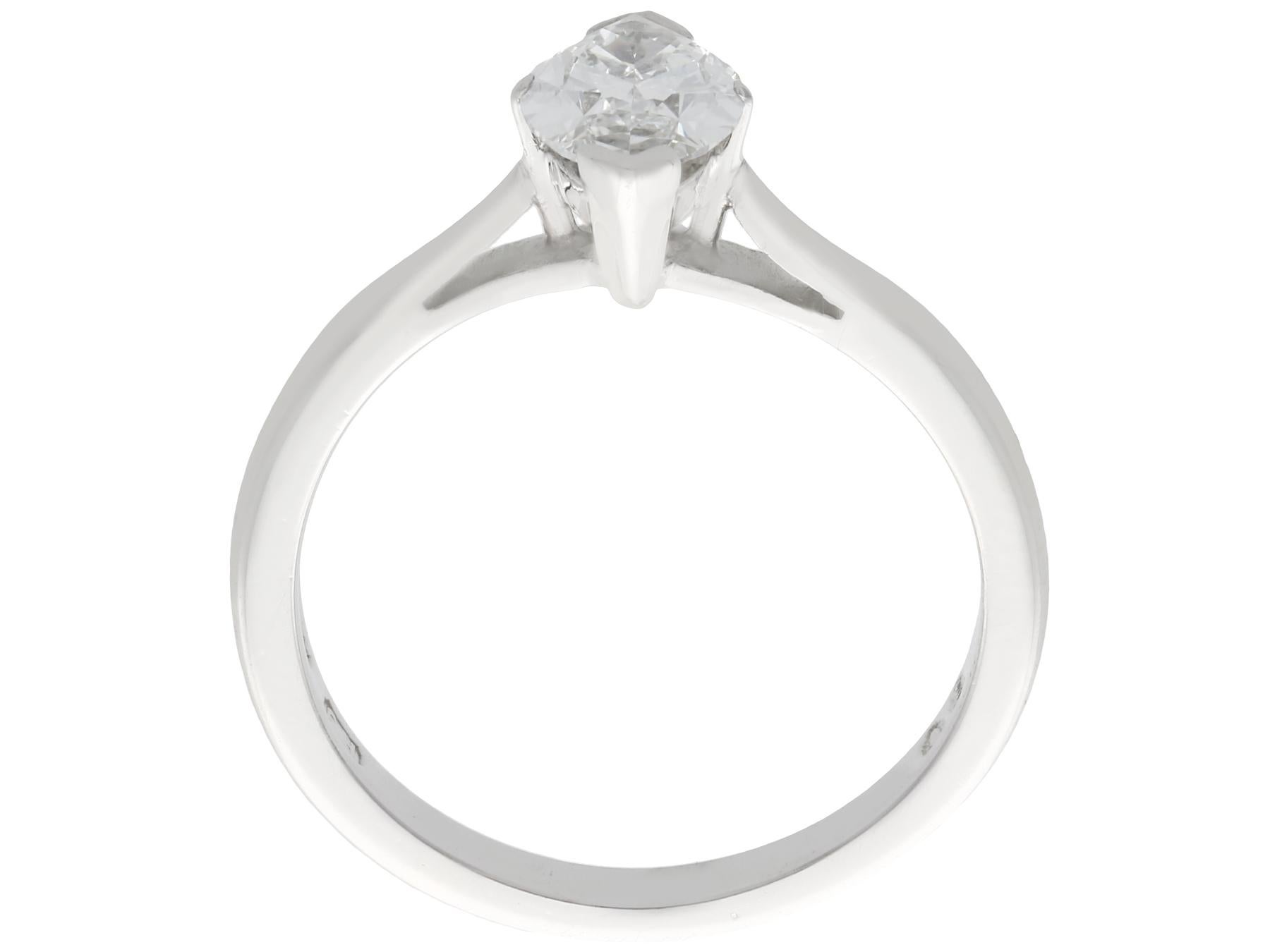 Marquise Diamond and Platinum Solitaire Engagement Ring In Excellent Condition For Sale In Jesmond, Newcastle Upon Tyne