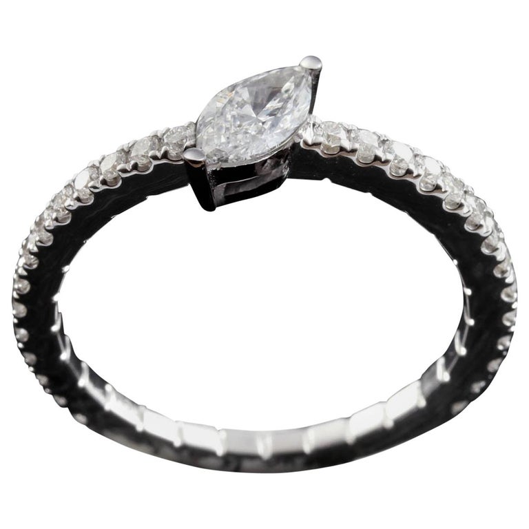 Marquise 1 3 Carat New Bridal Diamond Solitaire Ring In 18 Karat Gold For Sale At 1stdibs
