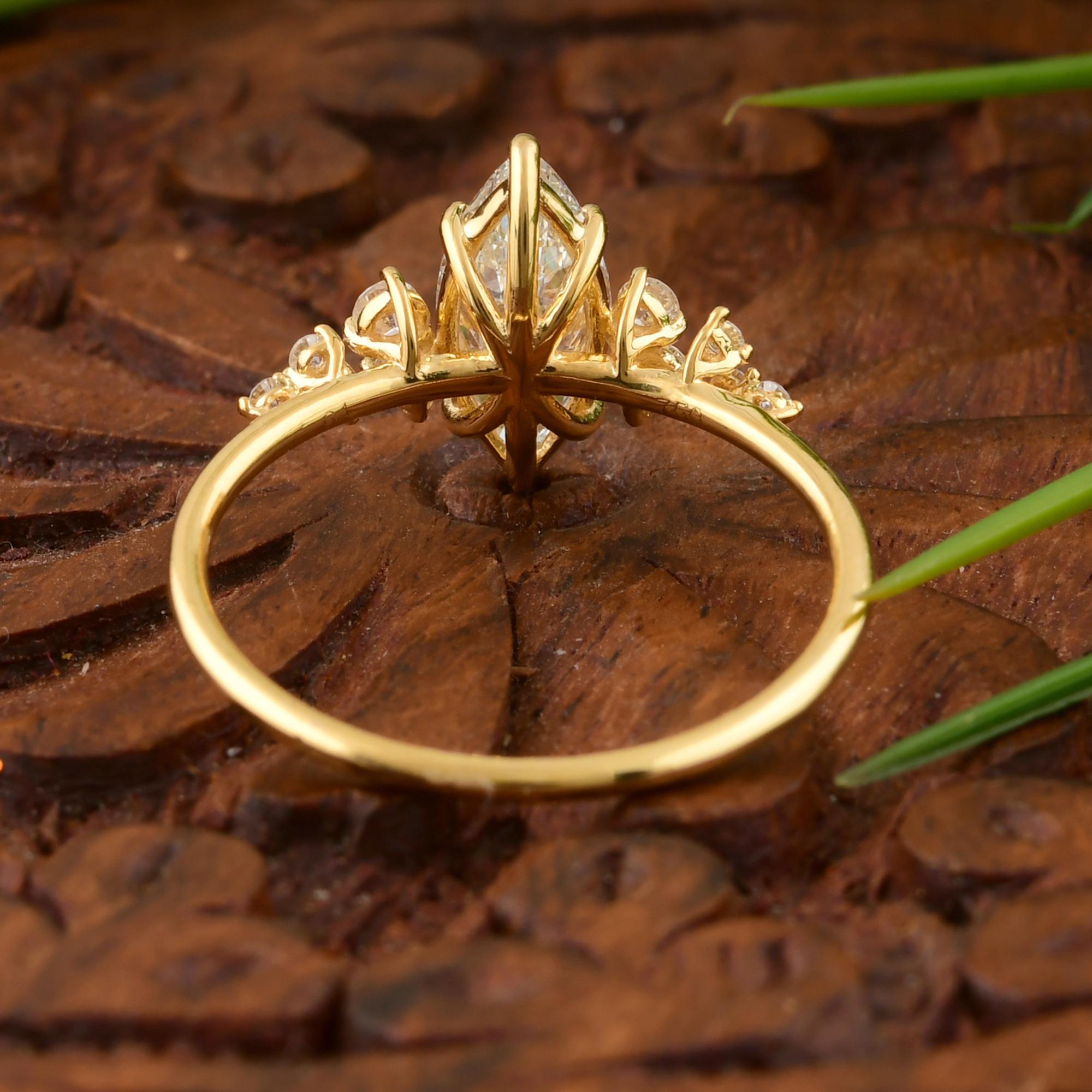 For Sale:  Marquise 1.17 Carat SI Clarity HI Color Diamond Engagement Ring 18k Yellow Gold 11