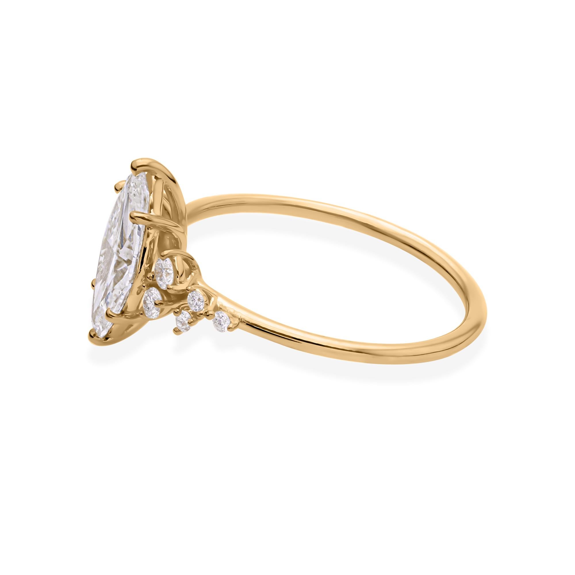 For Sale:  Marquise 1.17 Carat SI Clarity HI Color Diamond Engagement Ring 18k Yellow Gold 7
