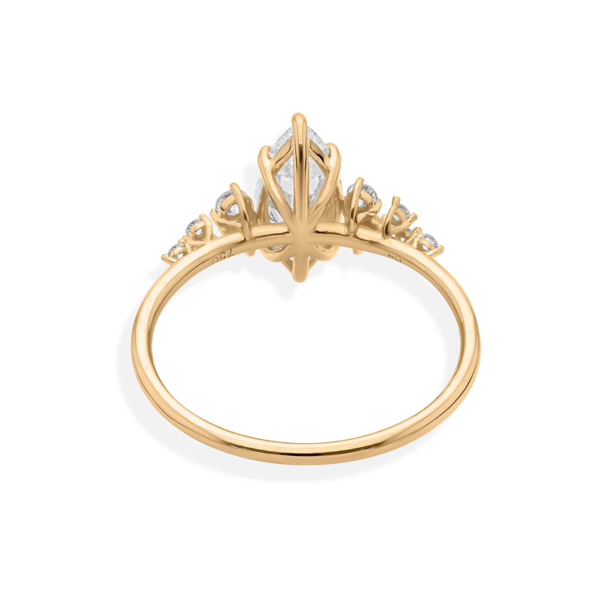 For Sale:  Marquise 1.17 Carat SI Clarity HI Color Diamond Engagement Ring 18k Yellow Gold 8