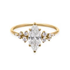 Marquise 1,17 Karat SI Reinheit HI Farbe Diamant Verlobungsring 18k Gelbgold