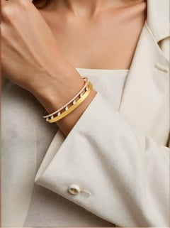Contemporary 1,3 Ct SI/HI Marquise Diamant 14k Gelbgold Manschette Armreif Armband