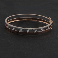 Marquise 1.30 Carat SI Clarity HI Color Diamond 18k Rose Gold Bangle Bracelet
