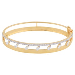 Marquise 1.30 Carat SI Clarity HI Color Diamond 18k Yellow Gold Bangle Bracelet