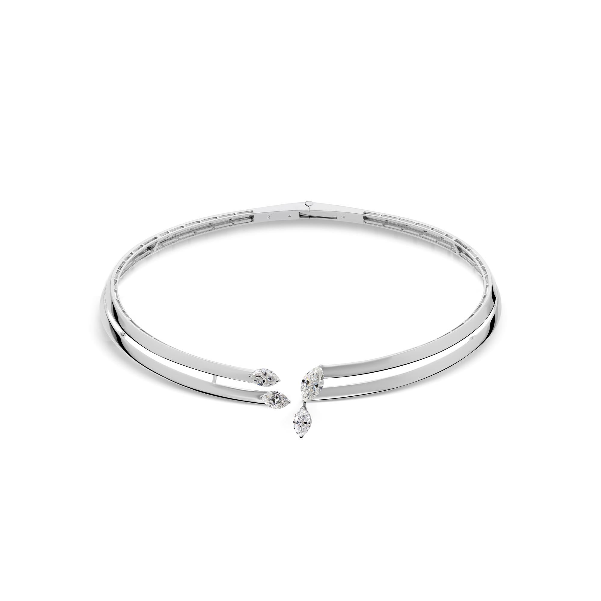 Marquesa 2.62Ct Certificado Diamante Gargantilla Collar Joyería de Oro Blanco 14k Corte marquesa en venta