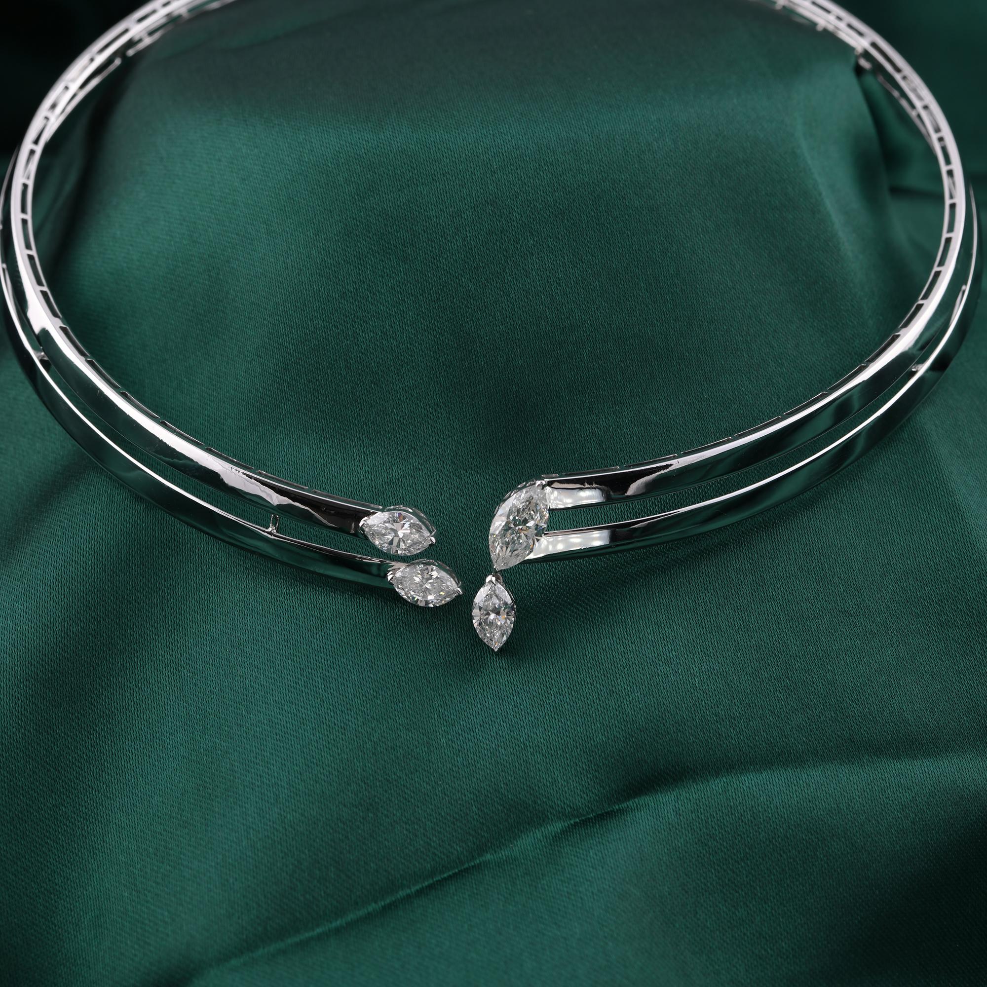 De las mujeres Marquesa 2.62Ct Certificado Diamante Gargantilla Collar Joyería de Oro Blanco 14k en venta