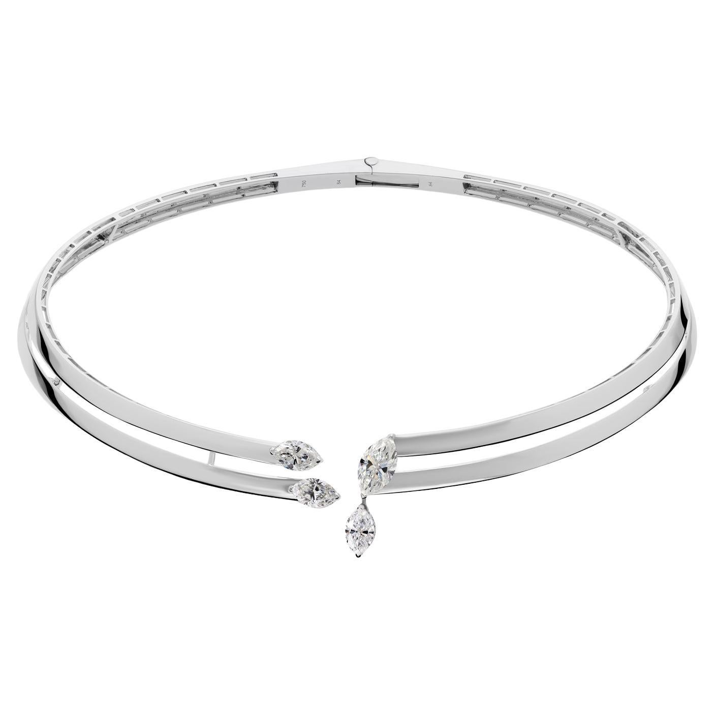 Collier ras du cou Marquise 2.62Ct Certified Diamond Collier Choker 14k White Gold Jewelry