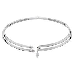 Marquise 2.62Ct Certified Diamond Choker Kragen Halskette 14k Weißgold Schmuck