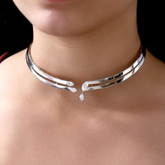 Marquise 2.62Ct Certified Diamond Choker Collar Necklace 18k White Gold Jewelry