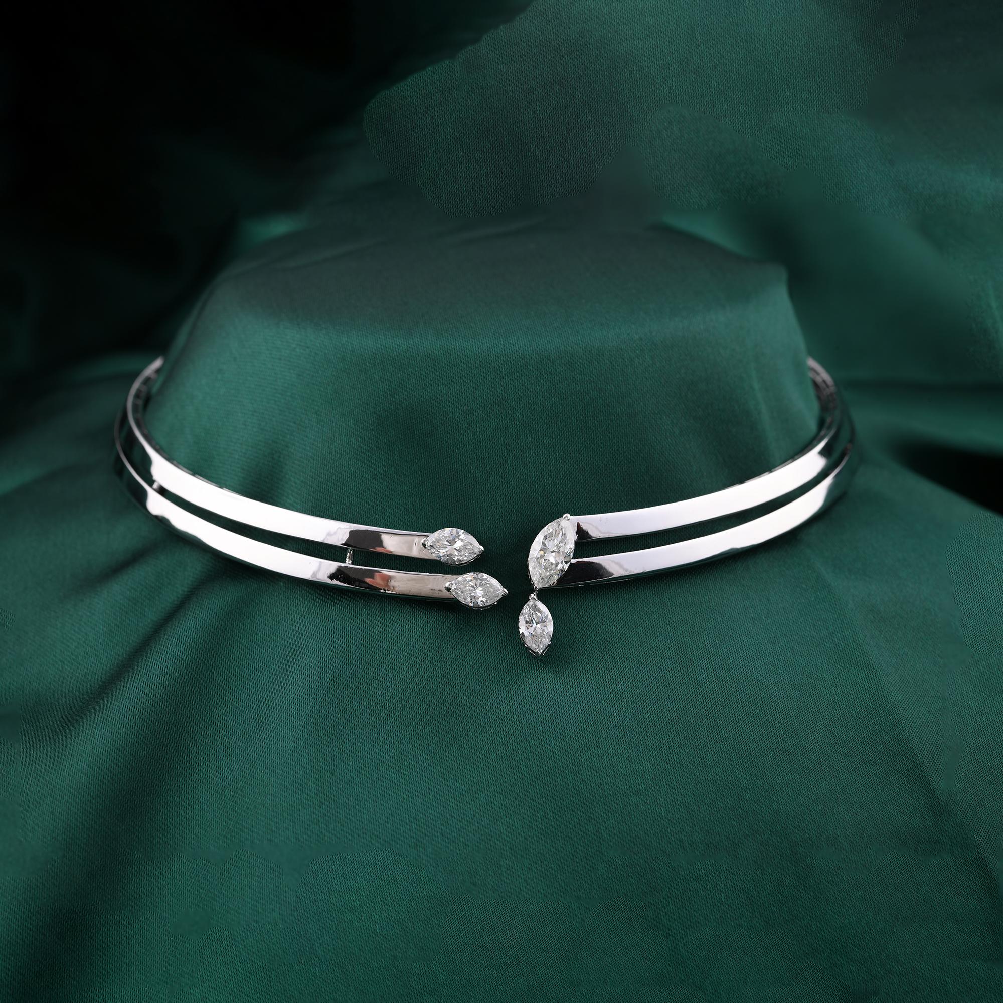 Collar Gargantilla Marquesa 2.62Ct Diamantes Certificados Joyas Oro Blanco 18k Moderno en venta