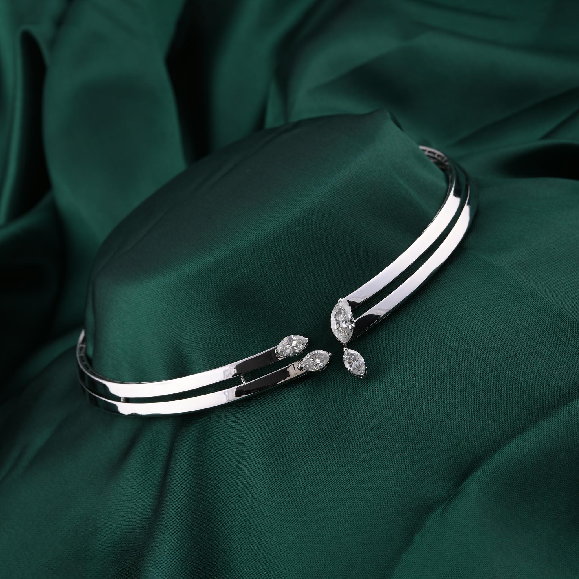 Collar Gargantilla Marquesa 2.62Ct Diamantes Certificados Joyas Oro Blanco 18k en Nuevo estado para la venta en Diera, Dubai