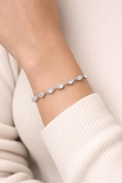 Marquise 4.38 Carat SI/H Certified Diamond Tennis Bracelet 18k White Gold