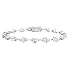Marquise 4.38 Carat SI/H Certified Diamond Tennis Bracelet 18k White Gold