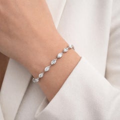 8.68 Ct Marquise Natural Diamond Tennis Chain Bracelet  18k White Gold For Har