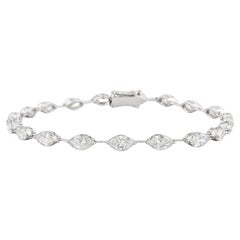 8.68 Ct Marquise Natural Diamond Tennis Chain Bracelet  18k White Gold For Har