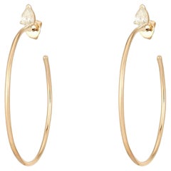 Marquise Akzent 14K (oder 18k auf Anfrage) Gelbgold Offene Ohrringe