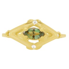 Marquise Alexandrite East West Diamond Accent 14K Yellow Gold Geometric Ring