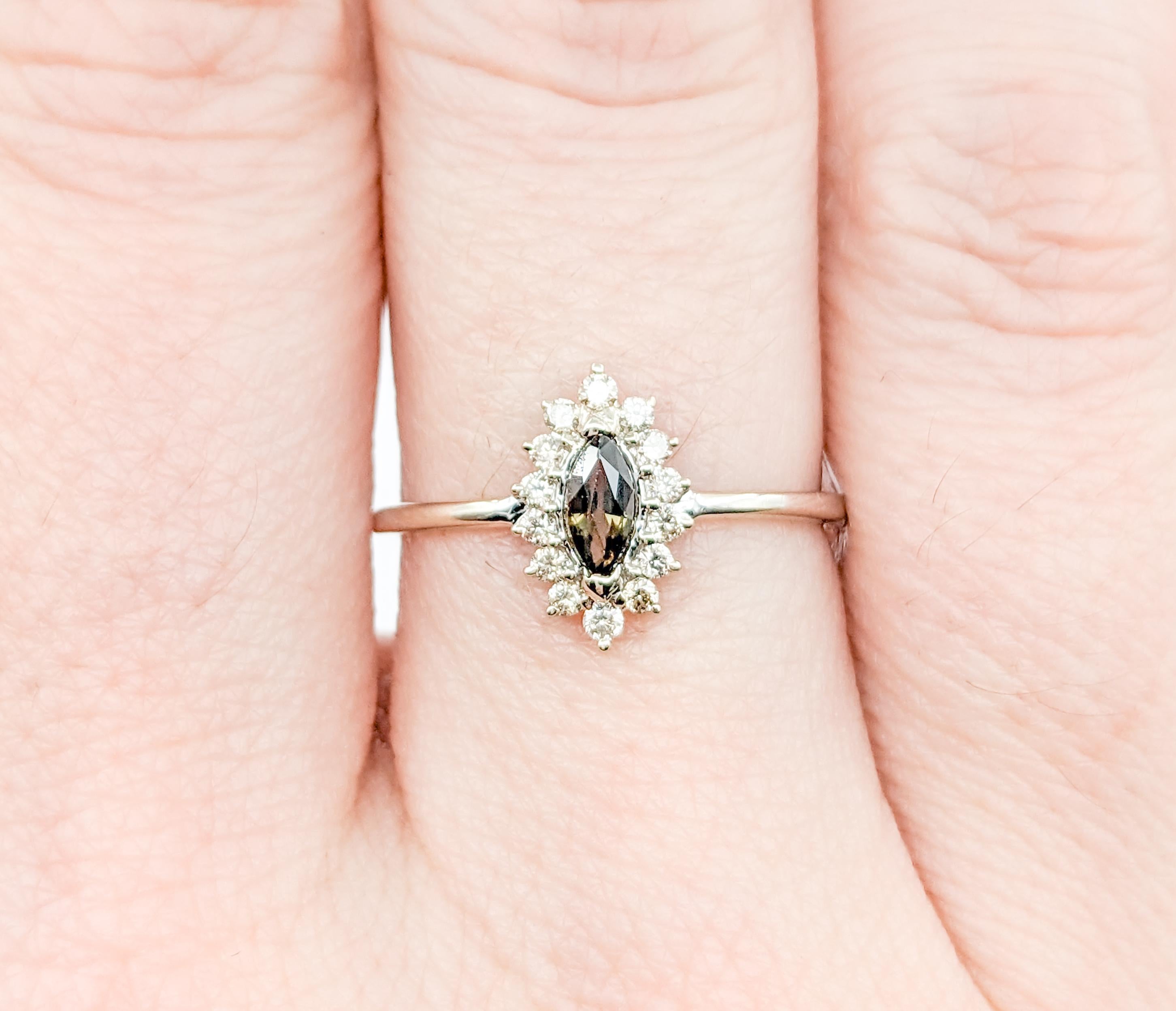 Women's Marquise Alexandrite With Diamonds In White Gold GIA