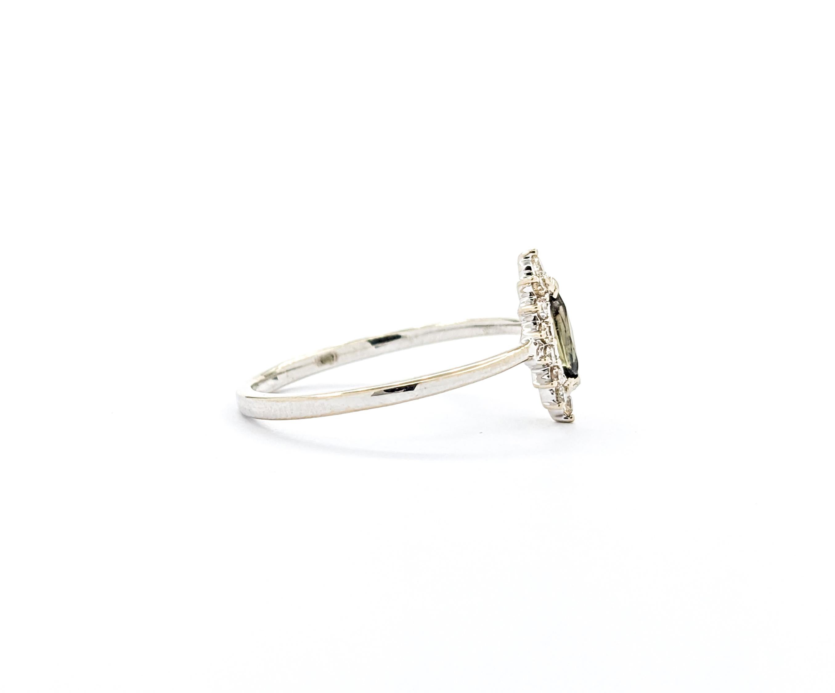 Marquise Alexandrite With Diamonds In White Gold GIA 2
